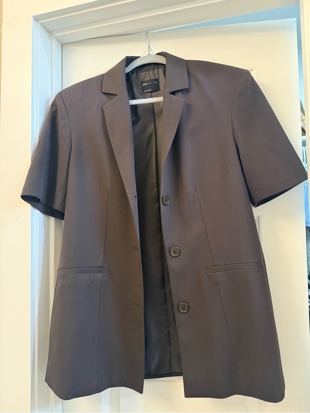 ASOS Short-Sleeve Tailored Blazer in Dark Brown